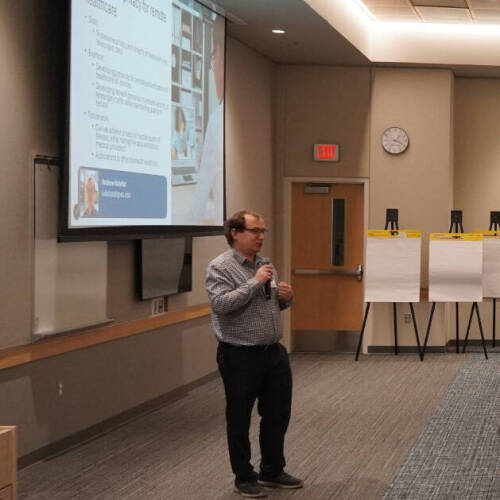 Faculty from GVSU’s College of Computing presenting at the KCON Research Mixer